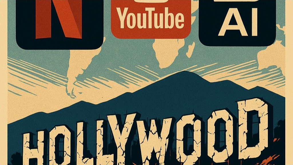 Cover graphic for Hollywood's Creative Catastrophe: The Rise of Netflix, YouTube, AI and Influencer Creative Global Media Culture