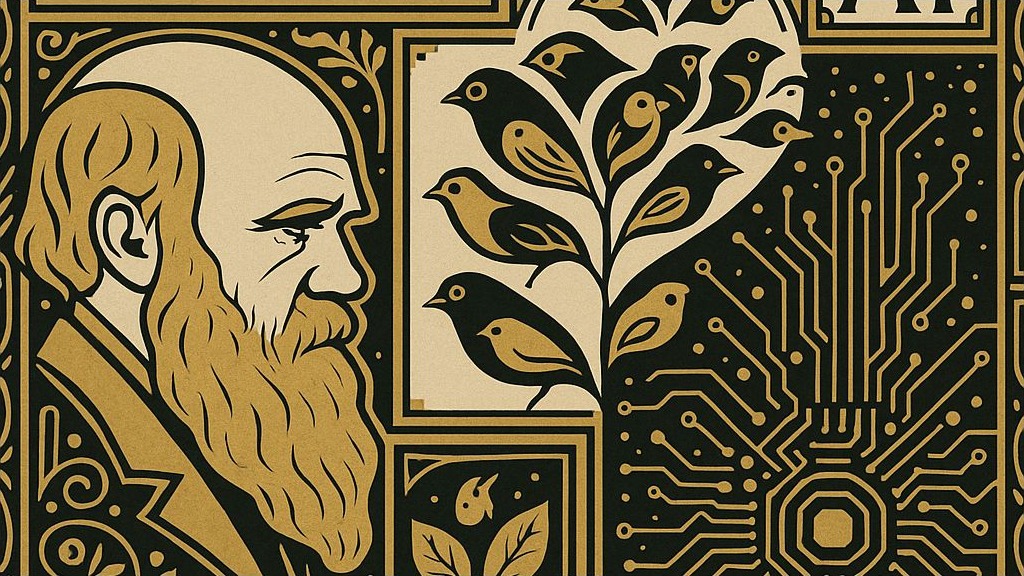 Cover graphic for Darwin's Ghost in the AI Machine (Parts V-VII, Conclusion)